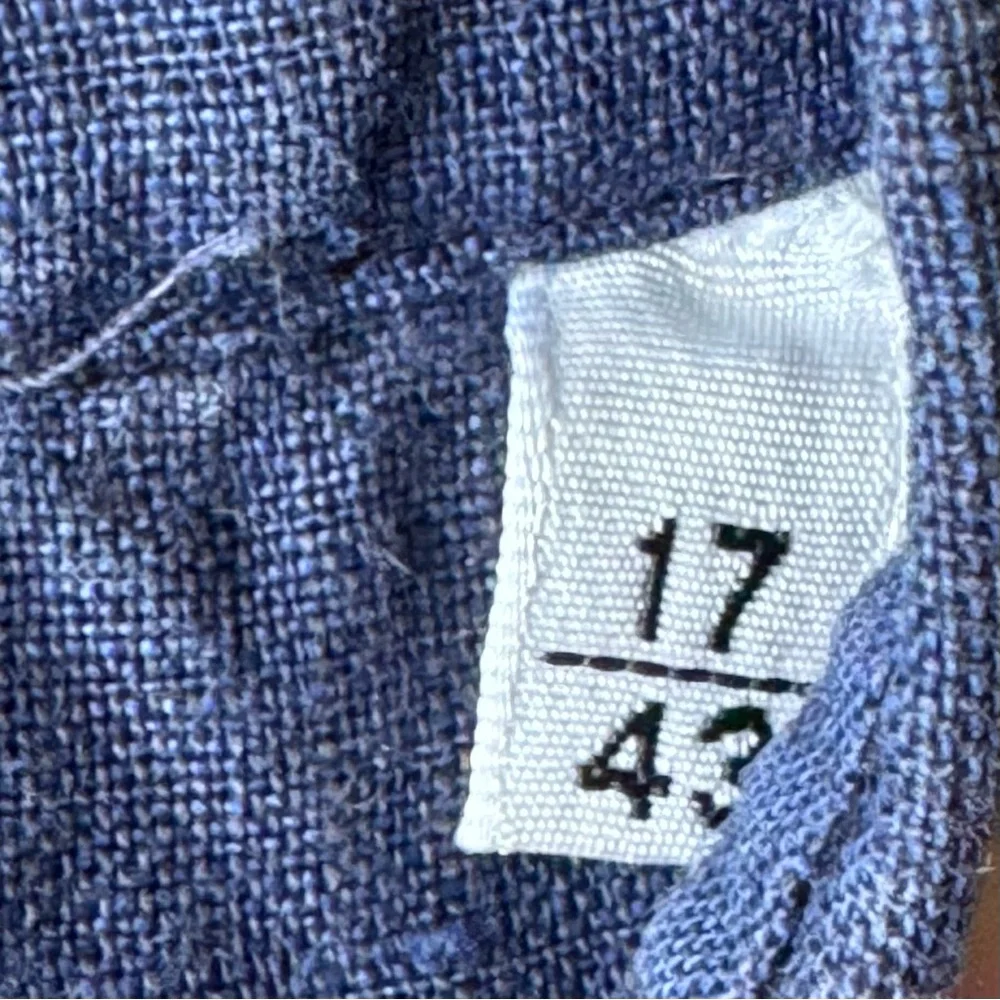 Borbonica by Vanacore Linen Button-Up Shirt Navy Blue Size 17/43 - Picture 4 of 7